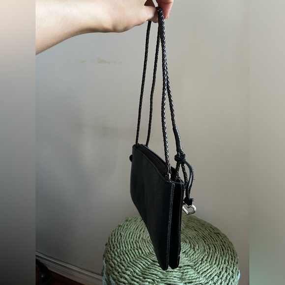 BRIGHTON Black Brown Croc Embossed Leather Small Clutch Wristlet Size Purse - Picture 5 of 13